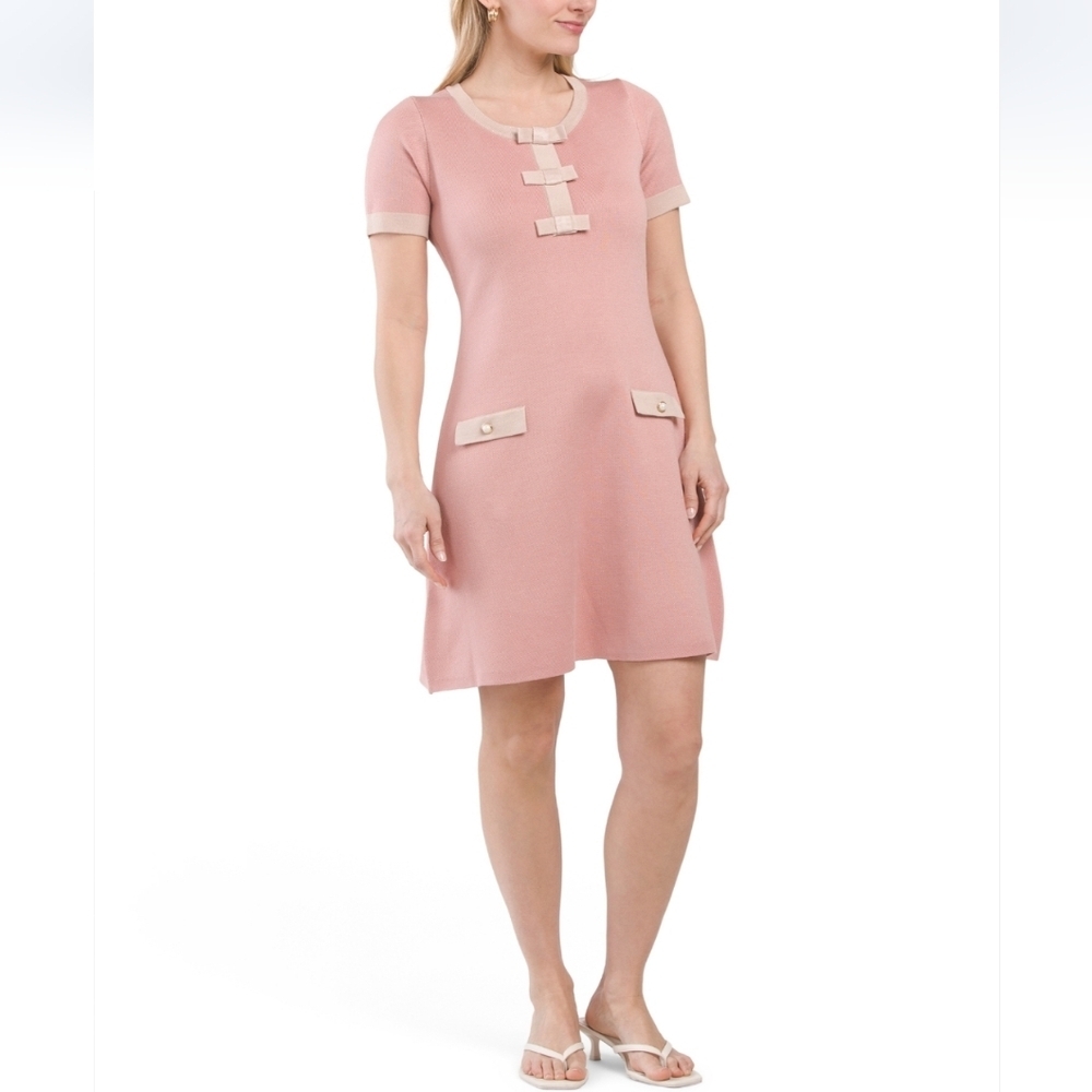 TAYLOR Dusty Rose Knit Mini Dress